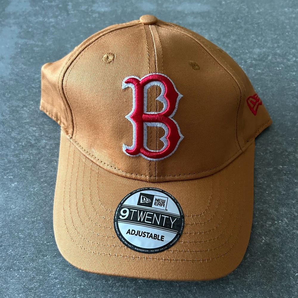 New Era Tan 9TWENTY Cap with Red & White Boston B